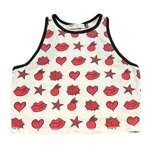 Y2K FOX women's graphic cropped tank, size medium.